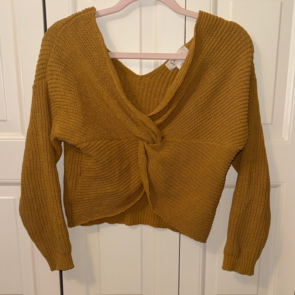 Jessica Simpson Mustard Off-the-Shoulder Sweater